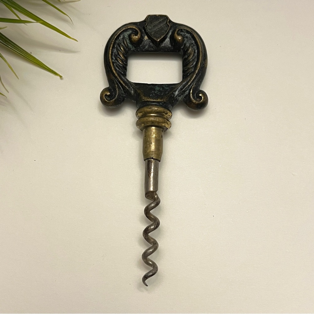 Vintage Antique Brass Corkscrew Bottle Opener